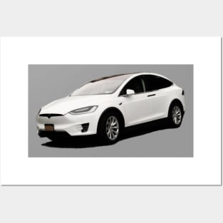Tesla Model X Oil Painting Posters and Art